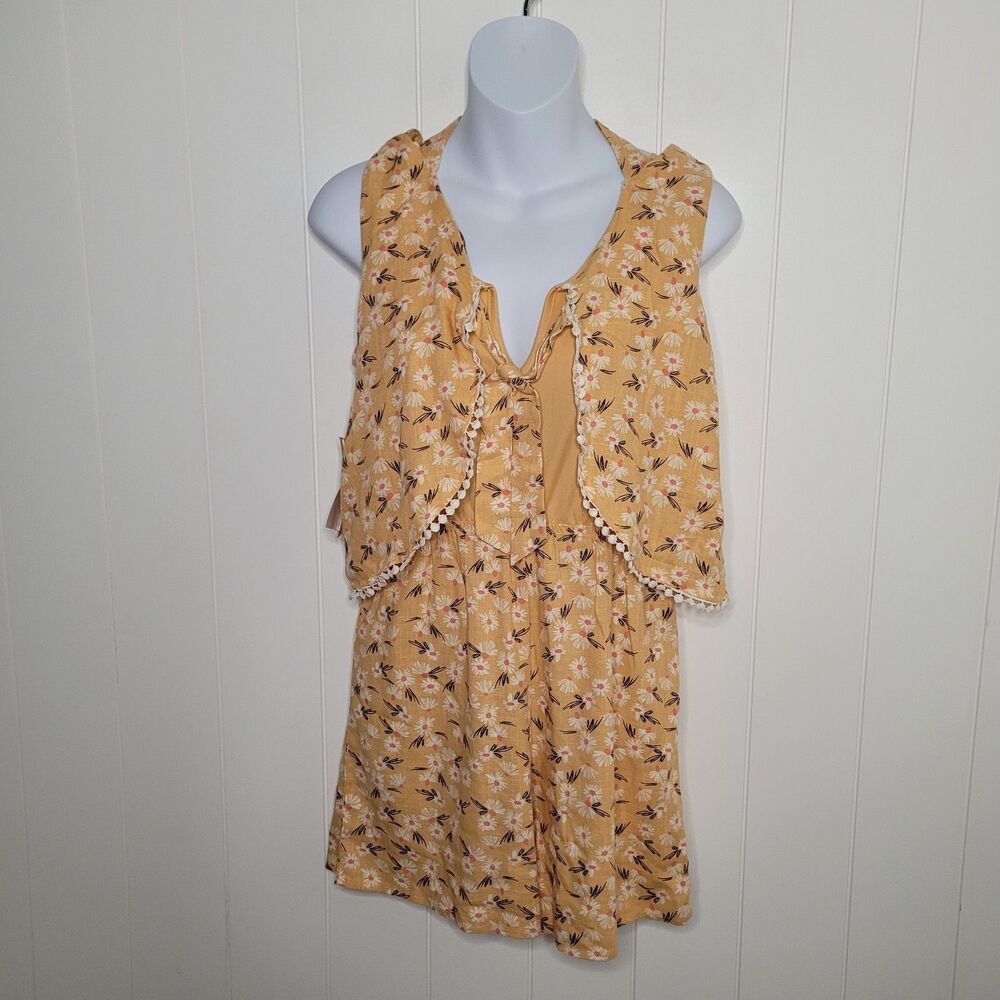 Takara Girls Romper Size Large Yellow Ditsy Floral Summer New
